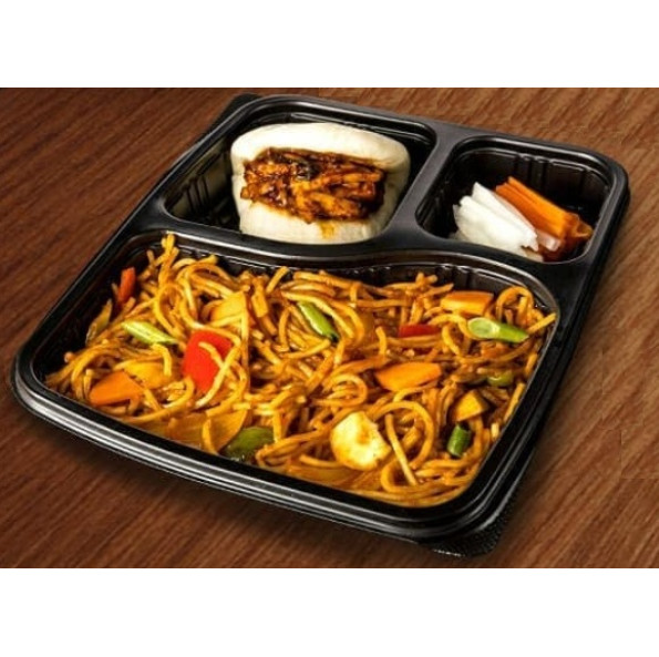 3 compartment meal tray transparents with lid
