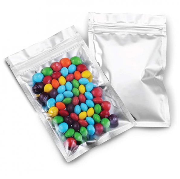 Stand up pouch with zipper and clear front Matt silver 70gram Pack Of 100pcs