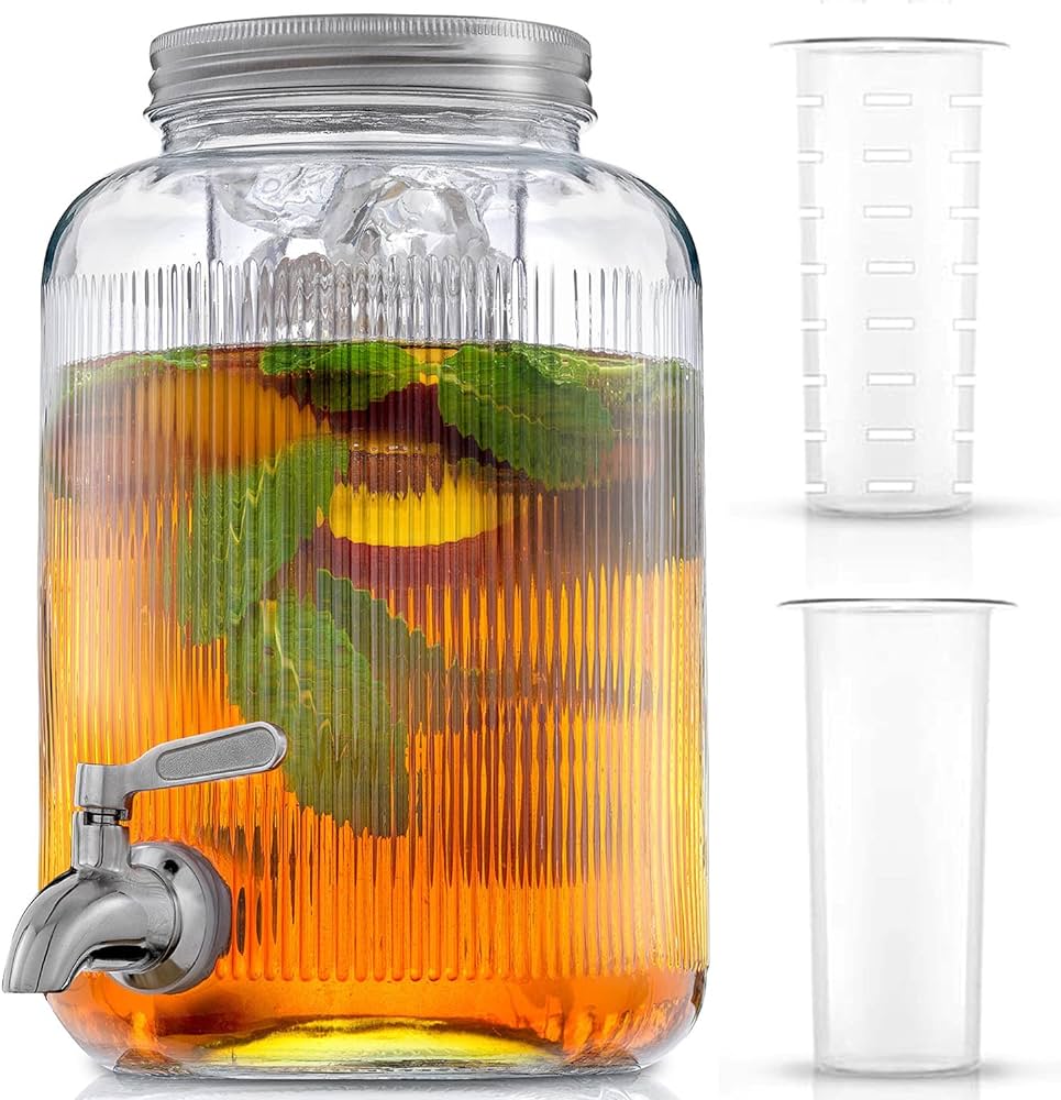 Glass juice dispenser corrugated 4L